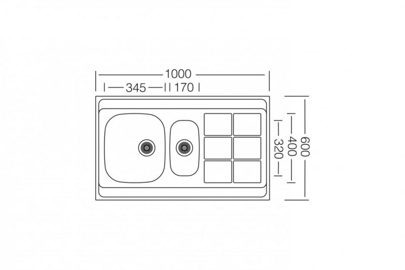 ابعادسینک ظرفشویی روکارلتو کد TL-8