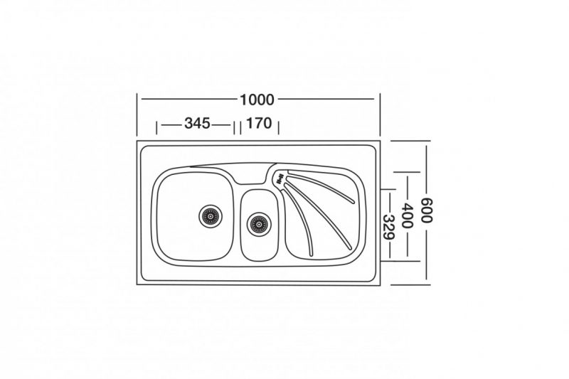 ابعاد سینک ظرفشویی روکارلتو کد TL-10
