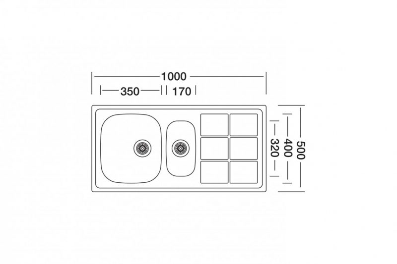 ابعادسینک ظرفشویی توکارلتو کد TX10
