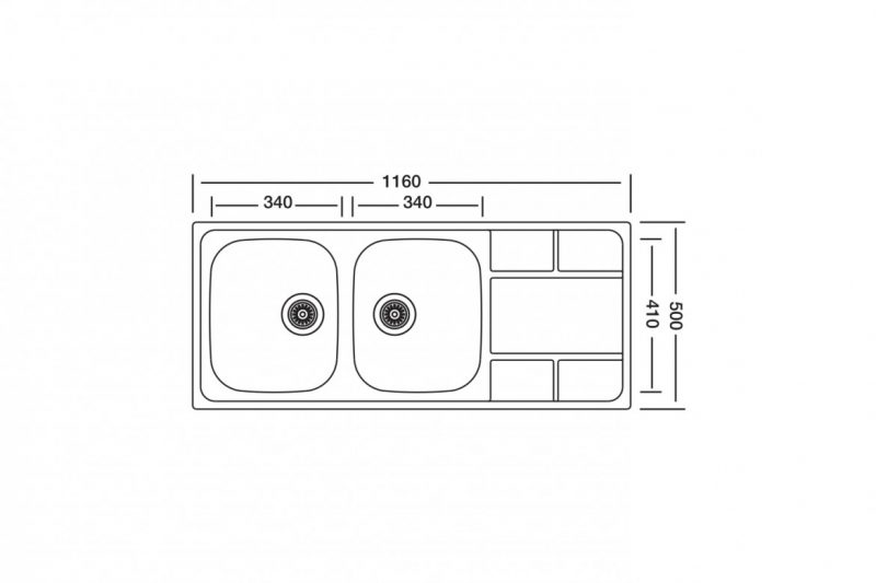 ابعاد سینک ظرفشویی توکارلتو کد TX62
